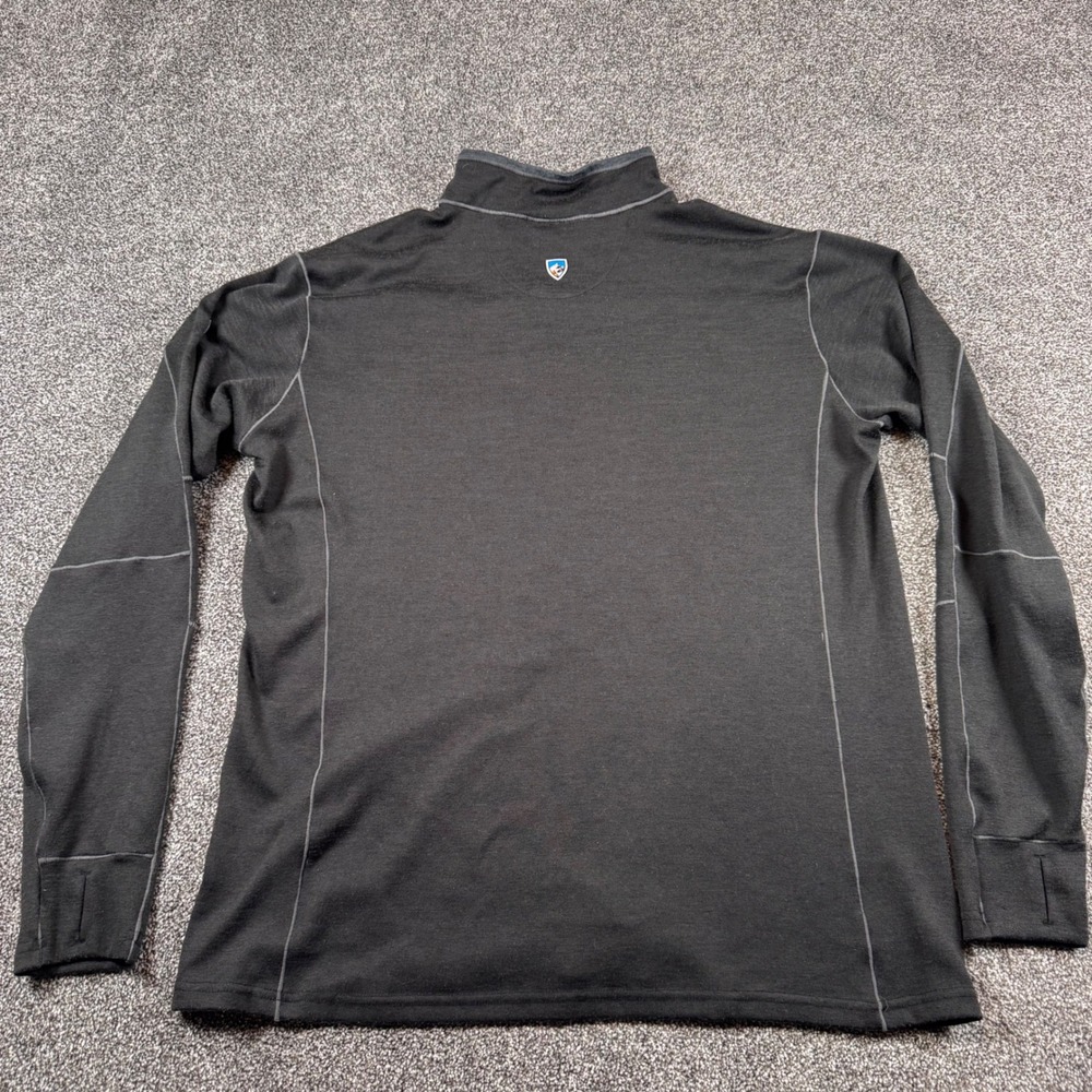Kuhl Men's XL Quarter Zip Pullover Black Grey Colorblock Thumbhole Hiking Top - Picture 6 of 6